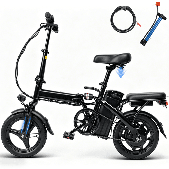 14"Folding Electric Bike,500W Motor 30 Miles 20MPH,Electric Bicycle for Adults,Commute Ebike with Removable Battery,Shock Absorbers,UL2849