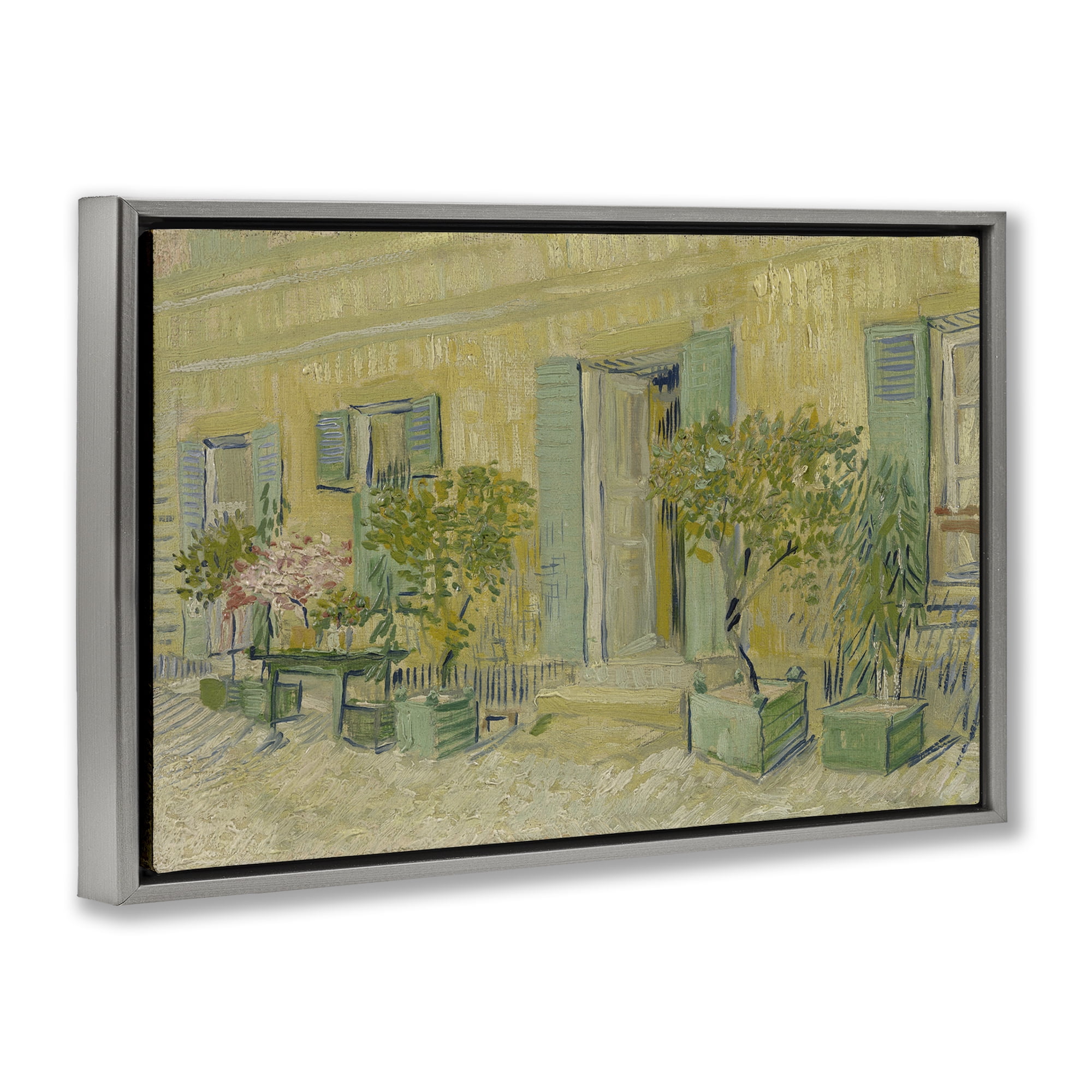 Stupell Industries Van Gogh Classic Restaurant Buildings & Architecture Painting Gray Floater Framed Canvas Art Print Wall Art, 25 x 17