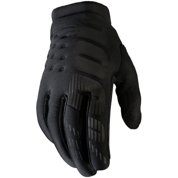 100% Brisker Gloves - Black Full Finger Men's Medium