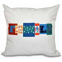 Simply Daisy 16" x 16" Family Fun Word Print Pillow, Multi-Red