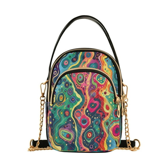 ALAZA Chain Crossbody Bags for Women Colorful Fantasy Liquid Pattern Shoulder Handbag Phone Purse