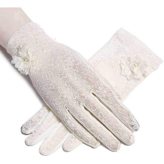 PIKADINGNIS Summer Women Sun UV Protection Lace Gloves Ladies Short Driving Gloves Touch Screen