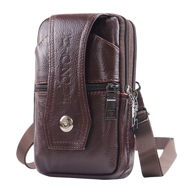 Bolsa De Mensajero Bolsos de hombro para teléfono de PU para hombre Bolso bandolera de cuatro capas de color sólido (marrón) Tmvgtek Para Estrenar