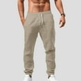 thumbnail image 2 of Casual Pants for Men Elastic Waist Drawstring Casual Trouser Yoga Beach Trousers Lightweight Linen Trousers Casual Summer Beach Loose Trousers Summer Vacation Pants Linen Trouser, 2 of 8
