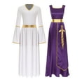 thumbnail image 3 of iiniim Women's 2 Piece Outfit Liturgical Lyrical Worship Dance Maxi Dress with Praise Dance Tunic Overlay Purple&White XXL, 3 of 7