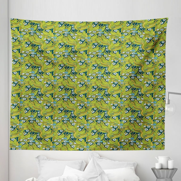 Floral Tapestry Mother Nature Pansy Blooms Field with Large Leaves Jungle Growth Theme Illustration Fabric Wall Hanging Decor for Bedroom Living Room Dorm 5 Sizes Multicolor by Ambesonne Walmart