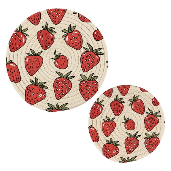 Strawberry Pot Holders Set Trivets Hot Pads Cotton Mats for Cooking