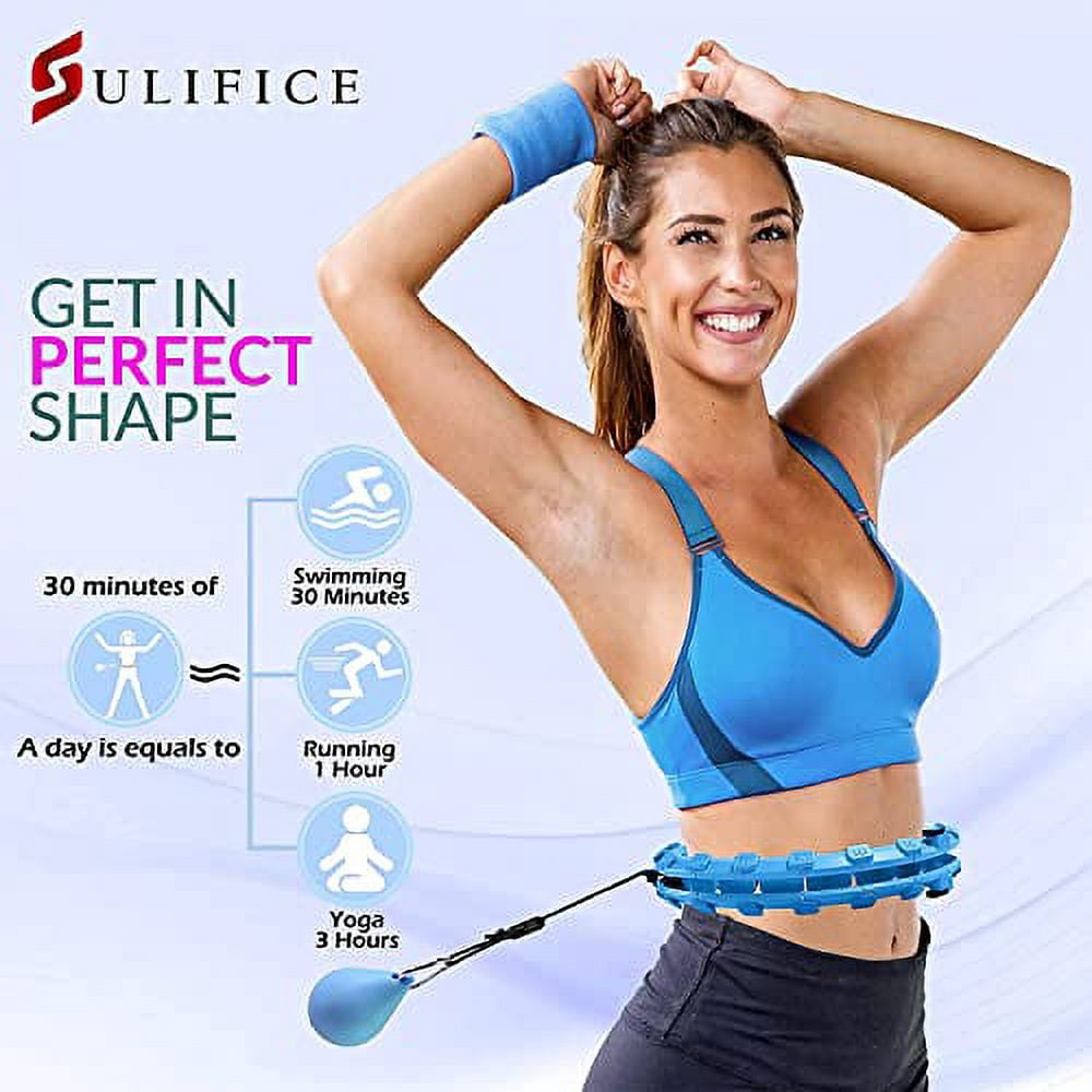 Sulifice Smart Weighted Hula Hoop for Exercise and Weight Loss, 24 Knots, Blue