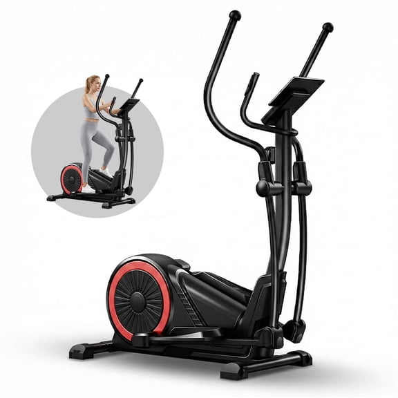 LEZEE 16-Level Magnetic Elliptical Machine for Home – 15.5" Stride, Heart Rate Grips, Quiet Cardio Trainer