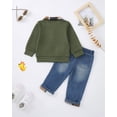 thumbnail image 7 of Toddler Baby Boy Clothes 4T Boys Fall Winter Outfits 5T Boys Long Sleeve Lapel Top Jeans Pants 2PCS Clothing Set Green, 7 of 7