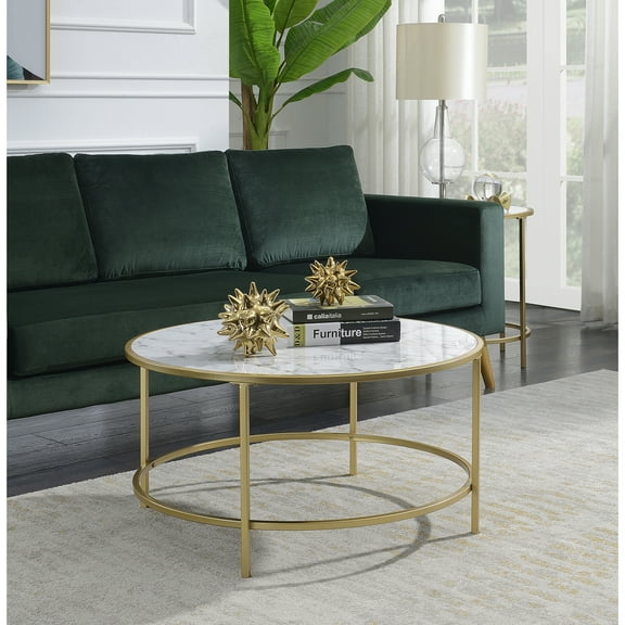 Convenience Concepts Gold Coast Faux Marble Round Coffee Table