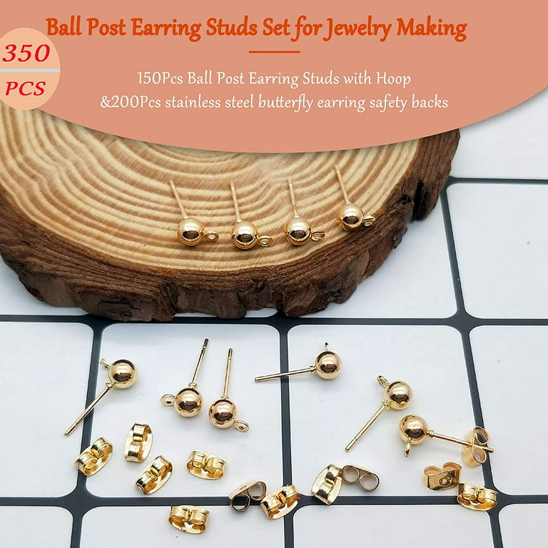 150Pcs Ball Post Earring Studs for Jewelry Making,Earring Studs