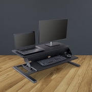 Stand Up Desk Store Power Pro Electric Adjustable Height Two Tier Standing Desk Converter (Black, 36 Wide)