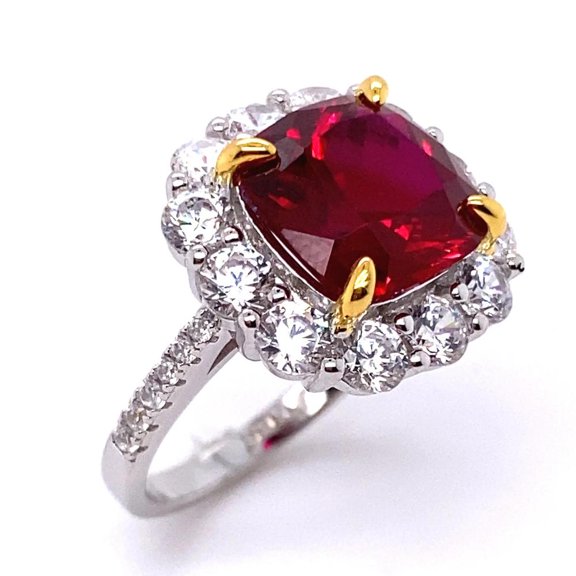 Ignite your Passion with TheJewelryHut Fancy Designer Vintage Inspired Red and white Color Crystalline Stones in Silver Ring