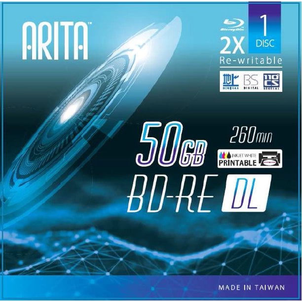 3 Pack Arita BDRE DL Rewritable 50GB Double Layers 2X 260Min White
