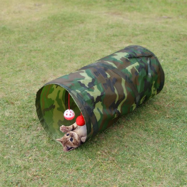 Pet Cat Tunnel Funny Play Toy Juguete plegable con dos bolas (camuflaje) Tmvgtek 6lk4kg1ls4lm1yp5