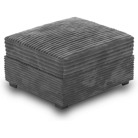 HOOOWOOO Modular Sectional Sofa Couch Matching Ottoman Seat Table Footrest(Grey Velvet Corduroy)