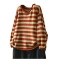 thumbnail image 5 of Uootdi Sweaters for Women Striped Crewneck Long Sleeve Shirts Casual Loose Knitted Pullover Jumpers Winter Fall Sweater Gift, 5 of 6
