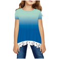 thumbnail image 6 of SDNall Shirts for Girls Crewneck Layered Floral Print Short Sleeve Cute Blouse Lace Tee Top Toddler Girls Activewear Tops Age:3-4 Years, 6 of 9
