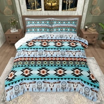 jejeloiu Vintage Aztec Geometric Bedding Comforter Set,Rustic Bull Skull Twin Comforter Sets,Ancient Dreamcatcher Bedding Set For Adult,Breathable Home Decor Reversible,2 Pieces