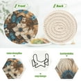 thumbnail image 4 of Qxltty Stunning Floral Drink Coasters with Holder 6pcs Handmade Woven Simple Vintage Saucer Set, 4 of 7