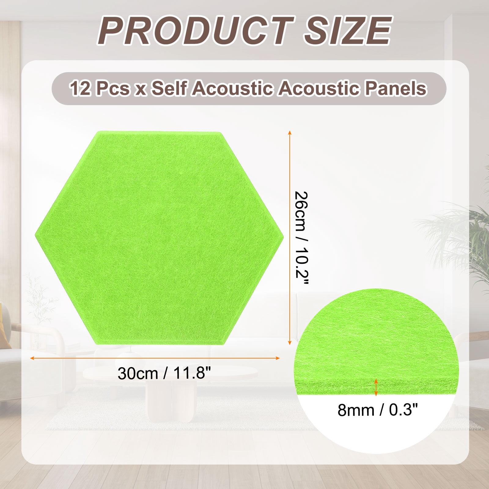 Uxcell 12pcs Acoustic Panels 10.2" x 11.8" x 0.3" Hexagon Self Adhesive Sound Proof Wall Panels High Density Sound Deadening Foam Panel for Home Office Recording Room Studio, Green