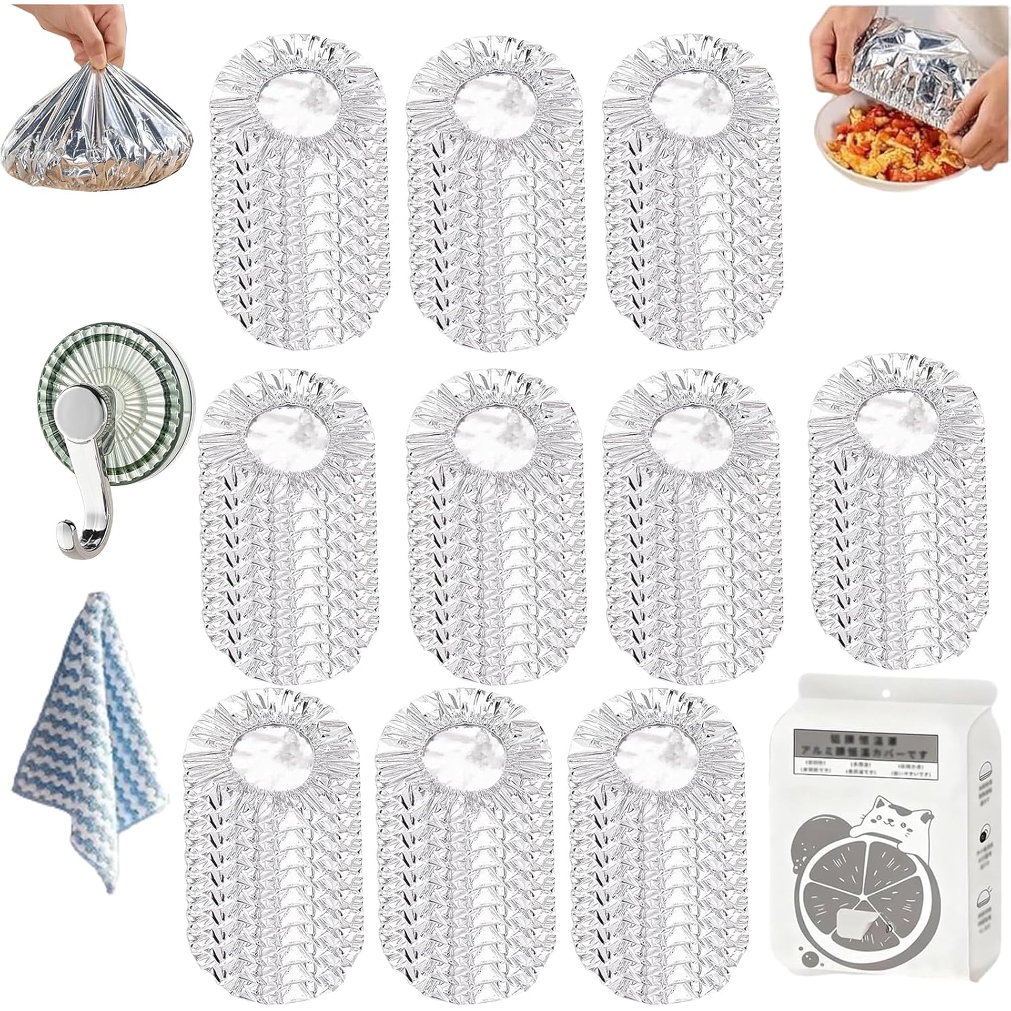 Reusable Aluminum Foil Food Covers Pop-Up Tin Foil Food Insulation Cover 2026 Elastic Heat Retaining Aluminum Foil Food Covers for Kitchen Dining Table Food Storage & Leftovers (100 pcs)