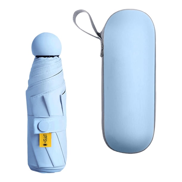 Miniparaguas Yinane Compacto para lluvia de Viaje para hombres y mujeres azul con estuche