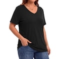 thumbnail image 3 of WellSize Plus Size Womens T Shirts V Neck Tunic Tops for Women Summer Short Sleeve Shirts Basic Tops, 3 of 8