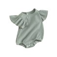 thumbnail image 2 of Gupgi Solid Color Rompers for Baby Girls Round Neck Fly Sleeve Bodysuits Infant Summer Bodysuits, 2 of 9