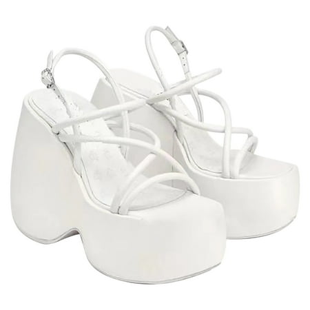 

Cathalem Women Thong Sandals Women S Shoes Waterproof Platform High With Sandals Slope With Comfy Sandals for Women Studded White 8.5