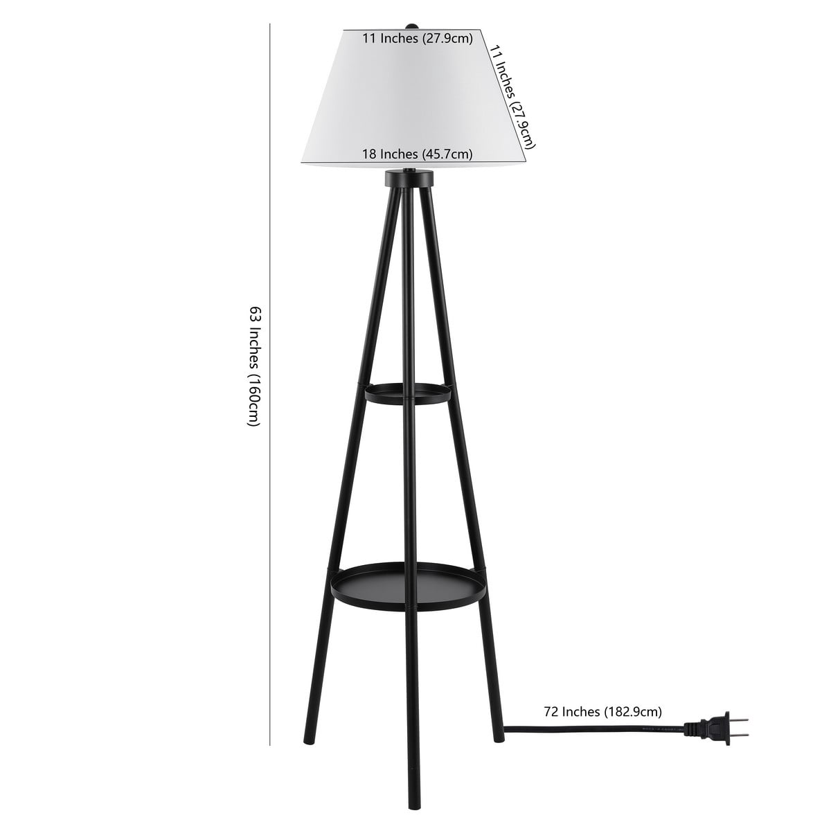 SAFAVIEH Dorea 63 in. Traditional Floor Lamp, Black