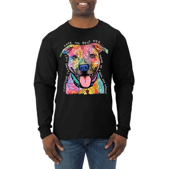 Dean Russo Best Dog Dog Lover Mens Long Sleeve Shirt, Black, Large
