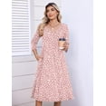 thumbnail image 3 of Zeagoo 3/4 Sleeve Women's Dress Pleated Midi Dresses Floral T Shirt Dress with Pockets Casual Flowy A-Line Dresses, 3 of 6