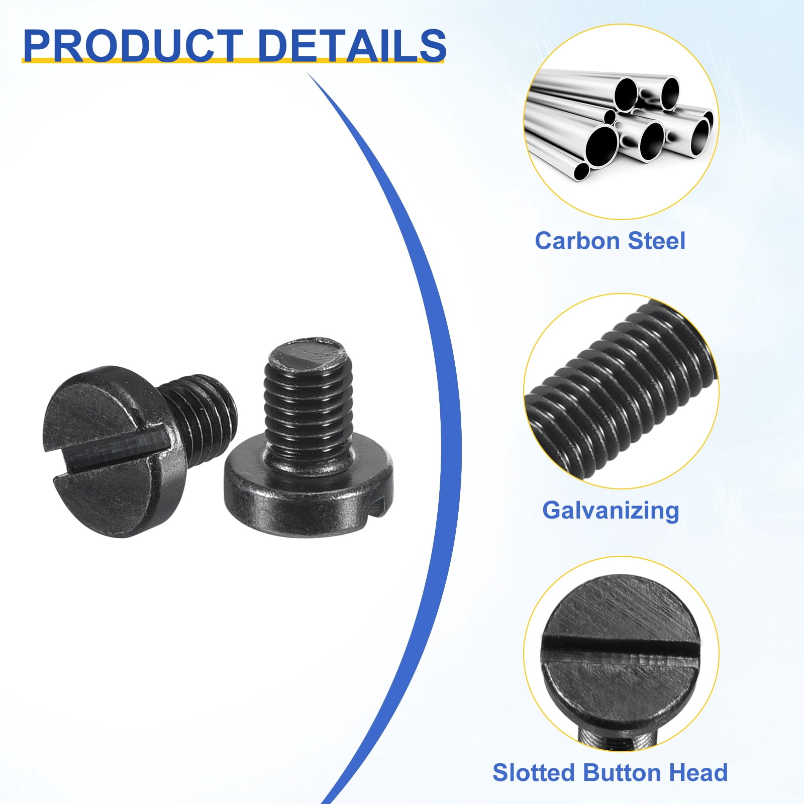 Uxcell Black Oxide Slotted Button Head Screws,100Pcs 6-48 x 3 16"  Carbon Steel Machine Screw for Furniture Installation