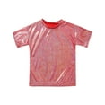 thumbnail image 4 of inhzoy Girls Boys Shiny Metallic Modern Dance Jazz Top Short Sleeve Shirt Dancewear,Sizes 3-16 Red 7-8, 4 of 7