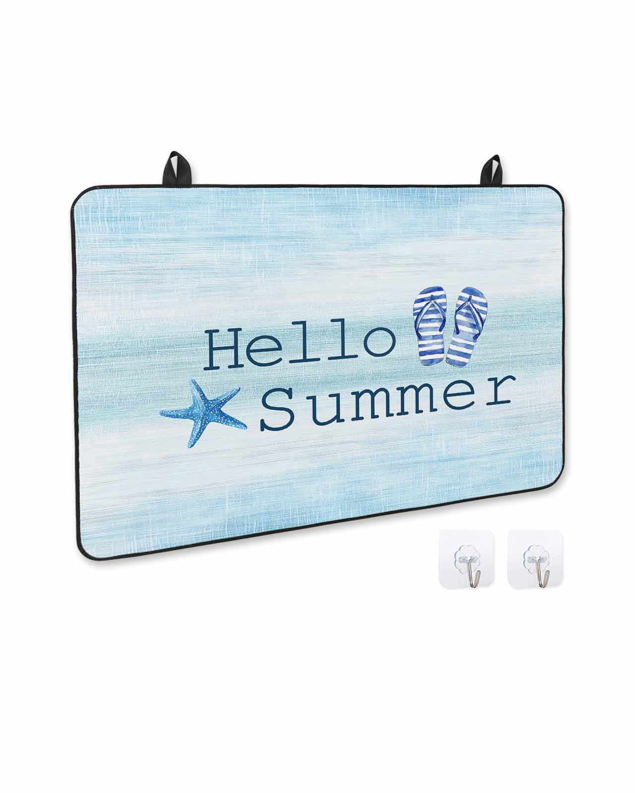 nqOlkjepod Large Induction Cooktop Protector Mat 24"x21", Summer Flip Flops Stove Top Covers for Electric Stove, Starfish Gradient Blue Texture Stove Burner Cover Mats, Glass Top Stove Cover