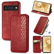 Allytech Flip Wallet Case for Google Pixel 8, Premium PU Leather Luxury Case with Kickstand & Card Slots, Strong Magnetic Closure Inner Soft TPU Shockproof Protective Case for Women Men - Red