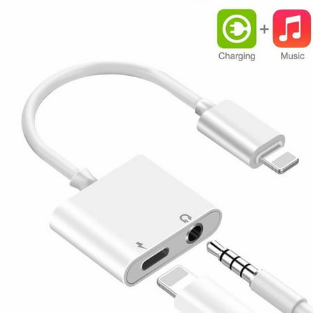 Headphone 3.5mm Jack Adapter for iPhone Xs/Xs Max/XR/ 8/8 Plus / 7/7 Plus for iPhone Aux Adapter 2 in 1 Earphone Splitter Adaptor Charger Cables & Audio Connector Dongle Support All iOS