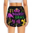 thumbnail image 4 of Goofa Mardi Gras with Flamingo Printed Women 2 in 1 Running Shorts,Quick Dry Athletic Workout Shorts,High Waisted Athletic Shorts with Liner Pockets-Large, 4 of 9