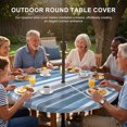 thumbnail image 2 of Round Outdoor Tablecloth with Umbrella Hole and Zipper, Blue Nordic Style Stripes Fitted Table Cover with Elastic Edge for 31-35 Inch, Blue Gray Texture Waterproof Patio Tablecoths for Picnic, 2 of 9