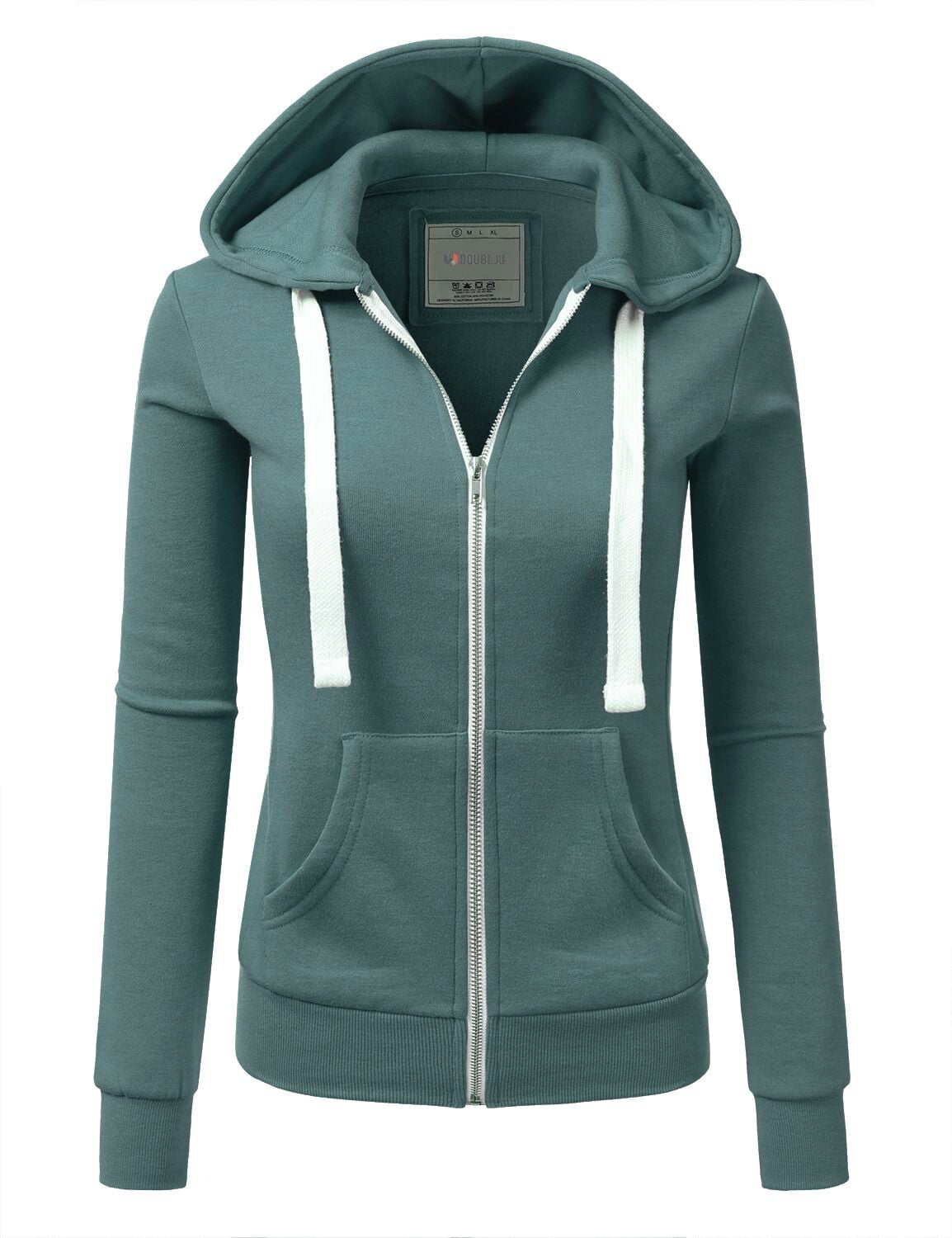 Doublju Women's Lightweight Pocket ZipUp Hoodie Jacket for Women with