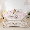 thumbnail image 3 of Erosebridal Boys Girls Purple White Roses Queen Duvet Cover Set,Romantic Flowers Bedding For Teens Adults,Pink Reversible,3 Pieces,No Comforter, 3 of 5