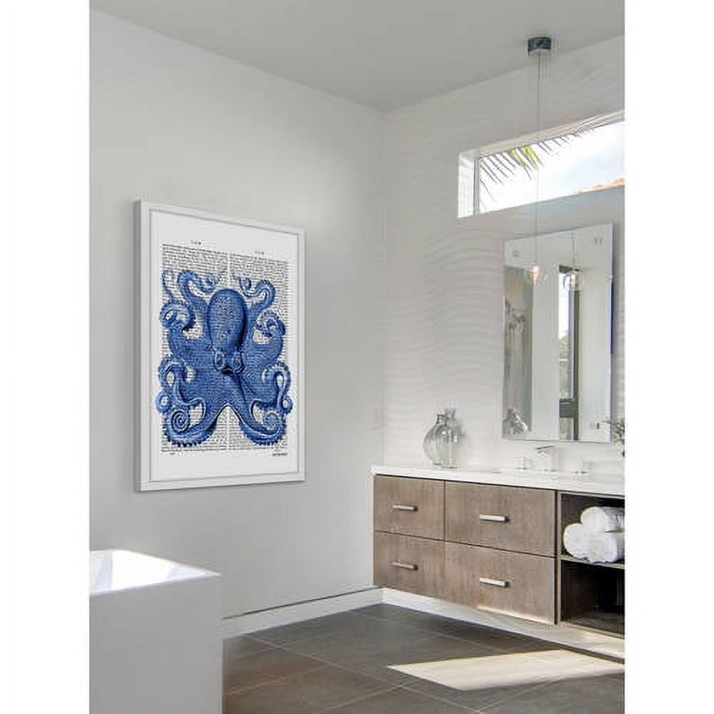 Marmont Hill "Vintage Blue Octopus 1" Framed Painting Print