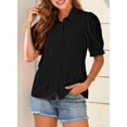 thumbnail image 2 of Camisa Dokotoo de manga corta con cuello en V para mujer, primavera y verano, negra, 2 of 8