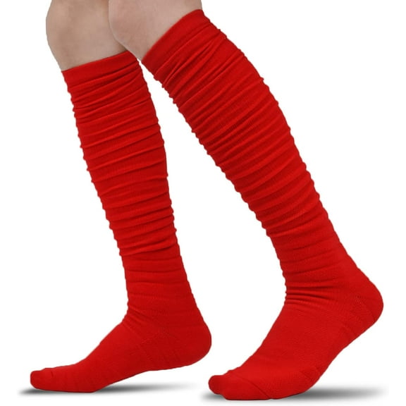 Scrunch Football Socks Ultra Long 1 Pack/2 Packs Combed Cotton With Ankle Support Padded Knee High Socks Youth Adult