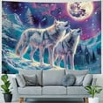 thumbnail image 4 of BCIIG  Cool Wolf Tapestry for Men, Fantasy Animals Psychedelic Moon Tapestry Wall Hanging for Boys Bedroom, Trippy Mountian Forest Tapestry Blanket College Dorm Home Decor, 4 of 6