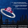 thumbnail image 2 of Gem Stone King 14K White Gold Pink Moissanite and Red Created Ruby Engagement Ring for Women | 1.18 Cttw | Oval 7X5MM | Gemstone Birthstone | Size 7, 2 of 6