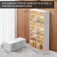 thumbnail image 3 of - Foldable Shoe Rack Organizer for Closet Pairs Collapsible Plastic Shoe Shelf Large Shoes Cabinet with Door Clear Stackable Storage Box Easy Assembly, 3 of 6