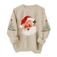 thumbnail image 2 of Women's Christmas Santa Print Sweatshirt, X-mas Party Holiday Crewneck Long Sleeve Fleece Lined Relaxed Tops, S-XXL, 2 of 7